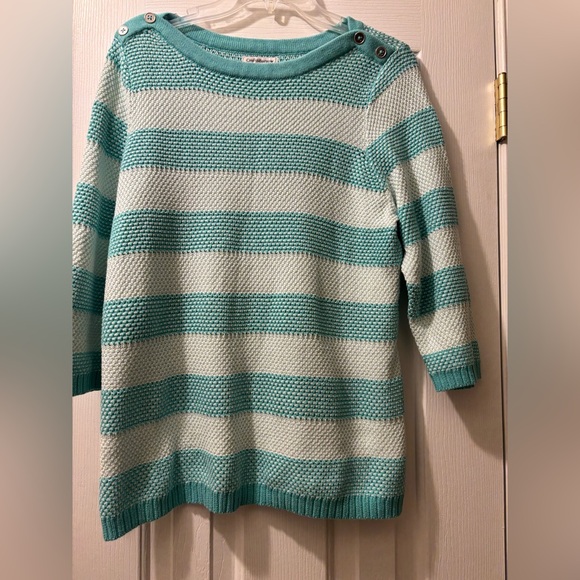 Croft & Barrow Teal and White Knit Sweater size L - Picture 2 of 3